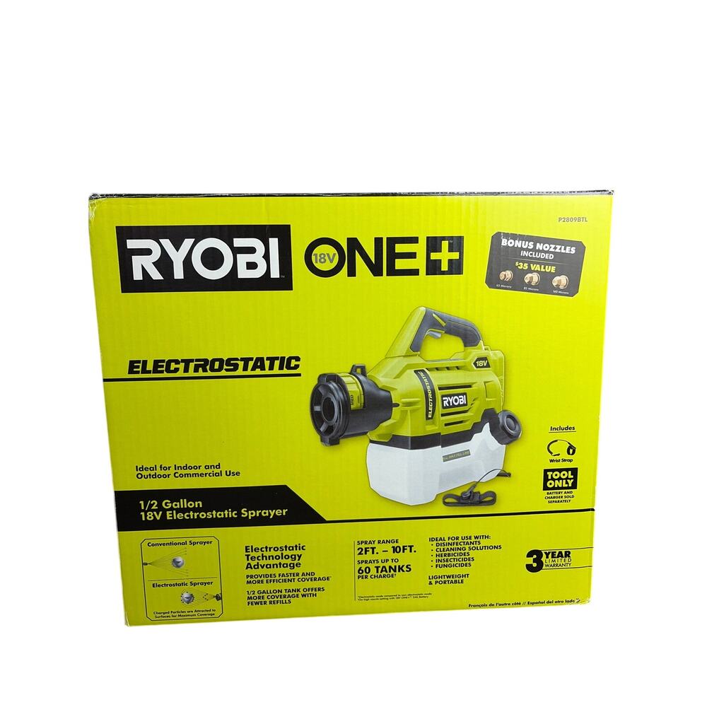Ryobi One+ 18V Cordless Electrostatic 0.5 Gal Sprayer P2890 Tool Only
